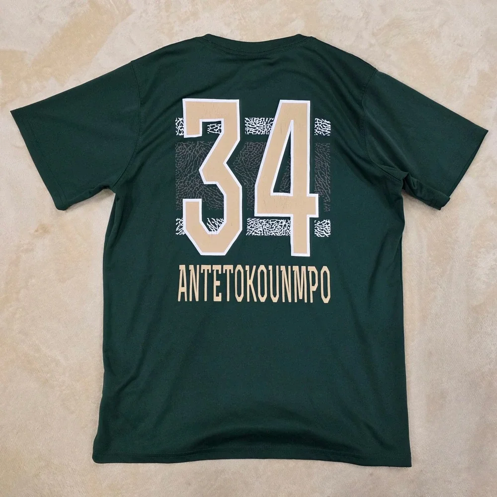 Milwaukee Bucks #34 Antetokounmpo Boy's XL Sweats & T-Shirt Set Green